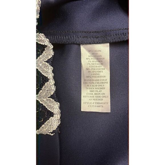 Connected Apparel Silky Sweetheart Neck Stretch Navy Sheath Dress- Size 6P - Picture 6 of 7